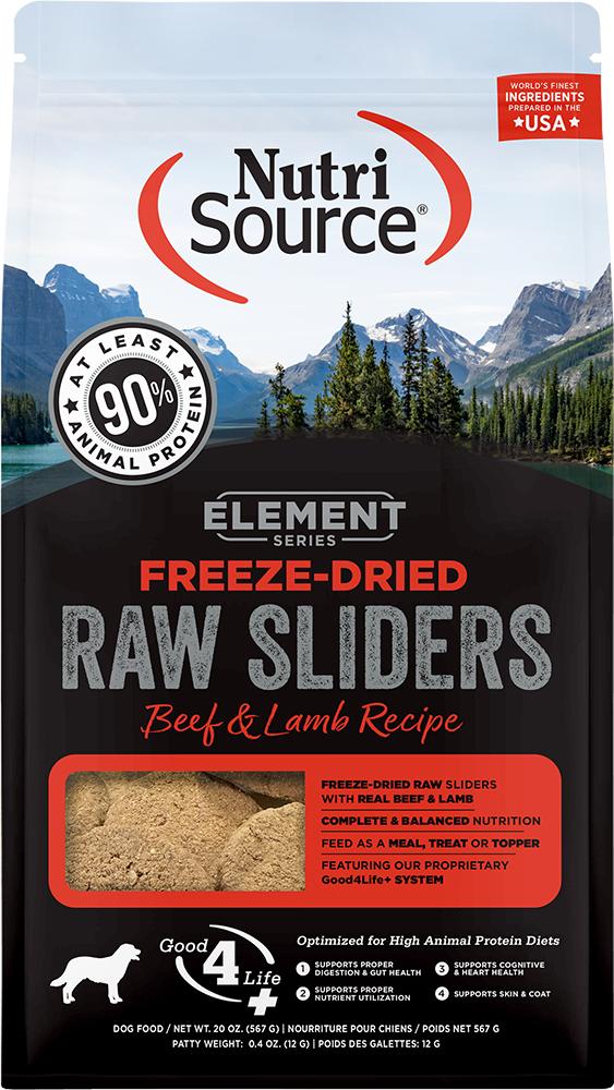 NutriSource Element Series Beef & Lamb Raw Sliders Freeze-Dried Dog Food