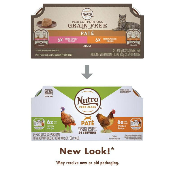 Nutro Perfect Portions Pate Turkey & Chicken Variety Pack Wet Cat Food Trays