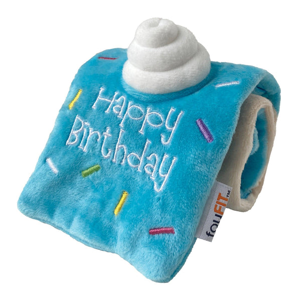 foufouBRANDS fouFIT Hide 'n Seek Birthday Roll Cake Dog Toy, Blue