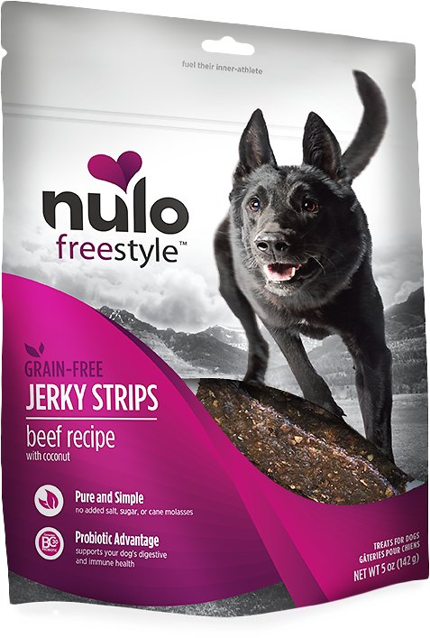 Nulo Dog Freestyle Recette sans céréales au bœuf avec friandises en lamelles de noix de coco pour chiens, 5-oz
