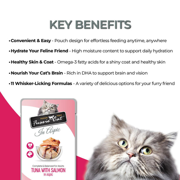 Fussie Cat Premium Tuna with Salmon in Aspic Wet Cat Food Pouch