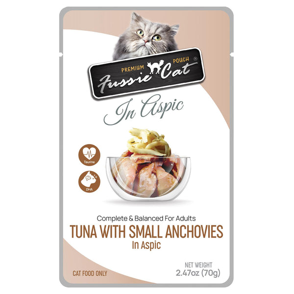Fussie Cat Premium Tuna with Small Anchovies in Aspic Wet Cat Food Pouch