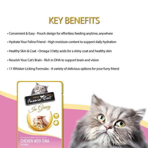 Fussie Cat Premium Chicken with Tuna in Gravy Wet Cat Food Pouch