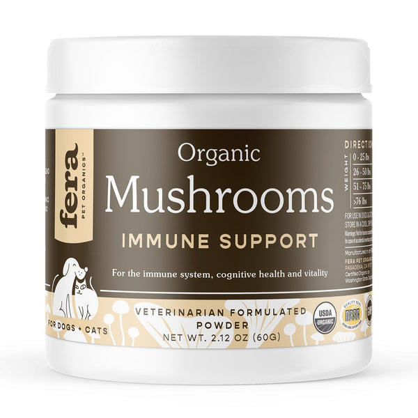 Fera Pet Organics USDA Organic Mushrooms Immune Support Powder Dog & Cat Supplement