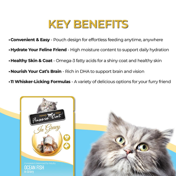 Fussie Cat Premium Ocean Fish in Gravy Wet Cat Food Pouch