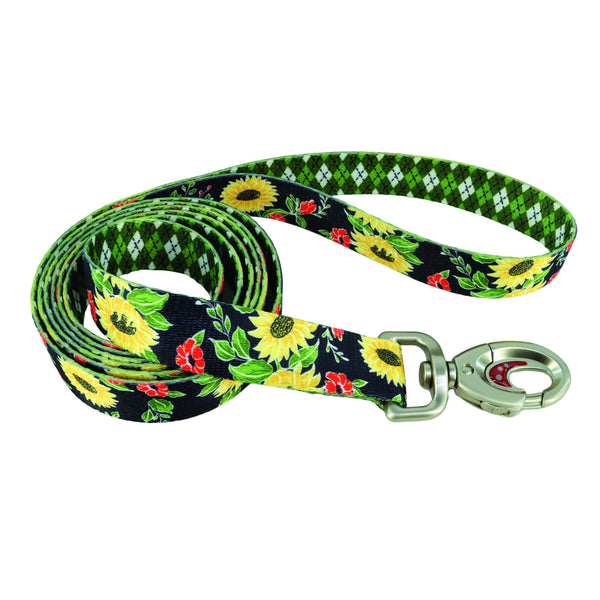 Sublime Laisse pour chien, Tournesol avec motif losange vert