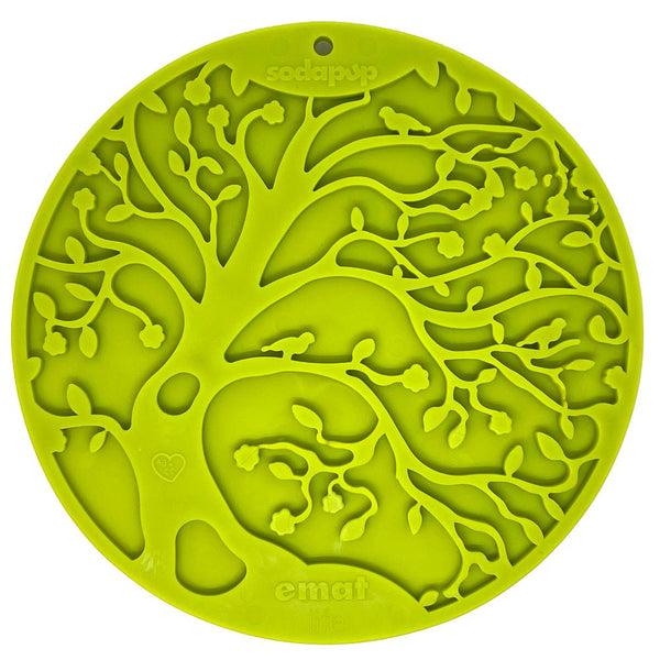 SodaPup eMat Tree of Life Enrichment Lick Mat with Suction Cups Dog Slow Feeder, Green