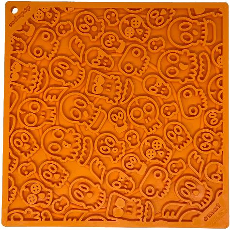 SodaPup eMat Zombie Design Enrichment Lick Mat Dog Slow Feeder, Orange