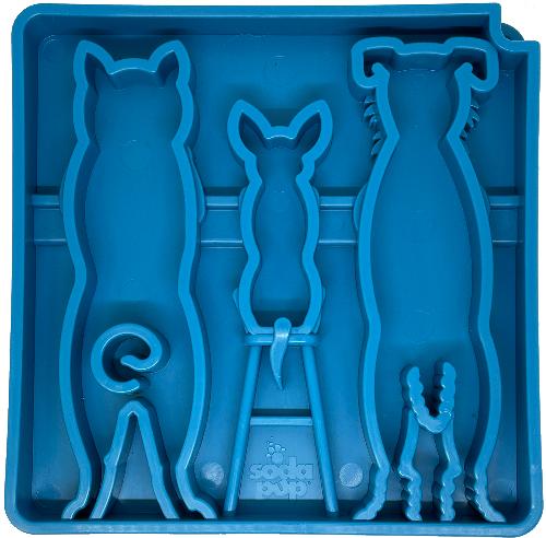 SodaPup eTray Waiting Dogs Design Enrichment Tray Dog Slow Feeder, Blue