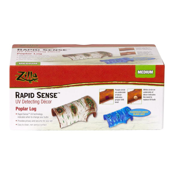 Zilla Rapid Sense Poplar Log UV Detecting Terrarium Decor