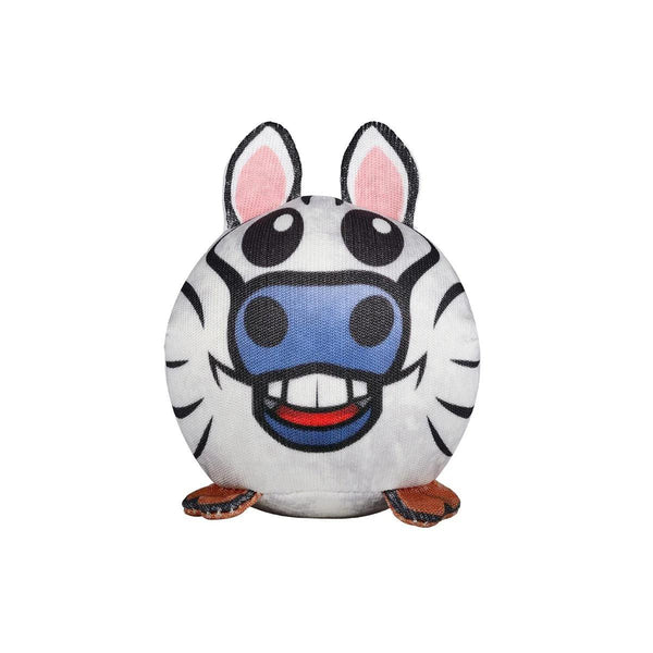 Red Dingo Durables Zebra Ball Dog Toy, White