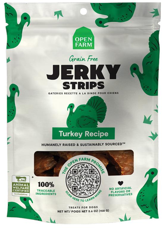 Open Farm Lanières Jerky Friandises sans céréales Recette à la dinde