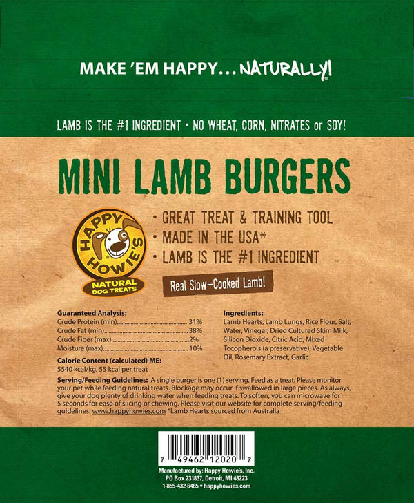 Happy Howie’s Mini Lamb Burgers Dog Treats