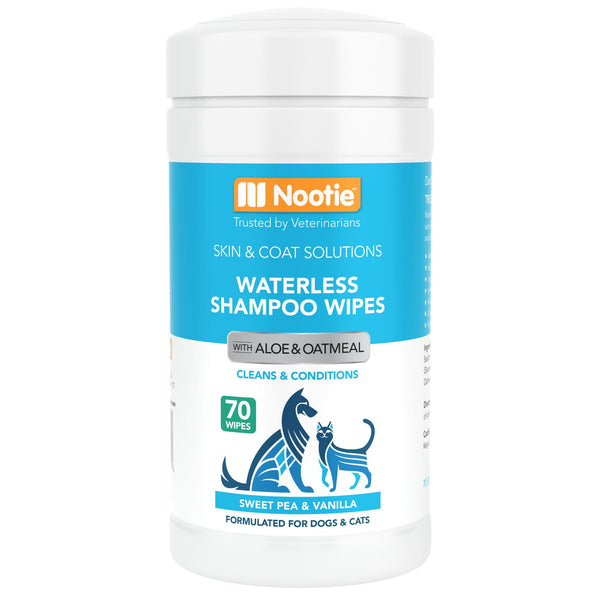 Nootie Lingettes Shampooing sans eau Pois doux et Vanille pour chiens et chats, 70 unités