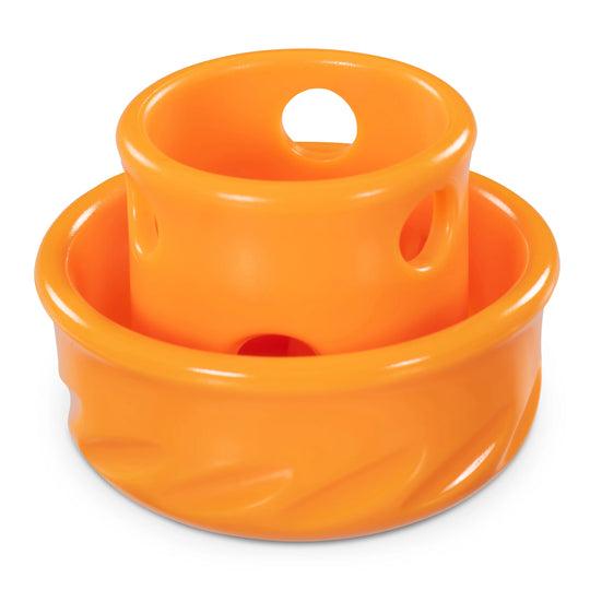 Messy Mutts Totally Pooched Puzzle'n Play Mushroom Dog Toy & Slow Feeder, Orange, Small