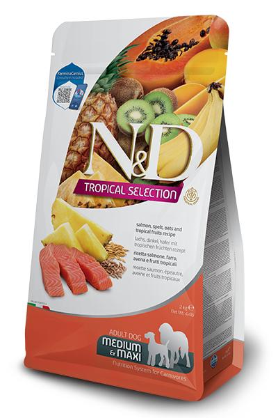 Farmina N&D Tropical Selection Saumon, Épeautre, Avoine & Fruits Tropicaux Aliments secs Medium & Maxi Adulte pour chiens