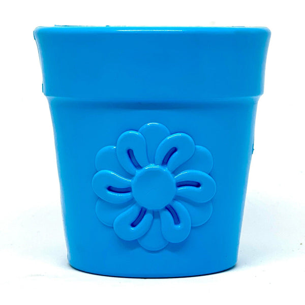 SodaPup Flower Pot Durable Rubber Treat Dispenser & Enrichment Dog Toy, Blue