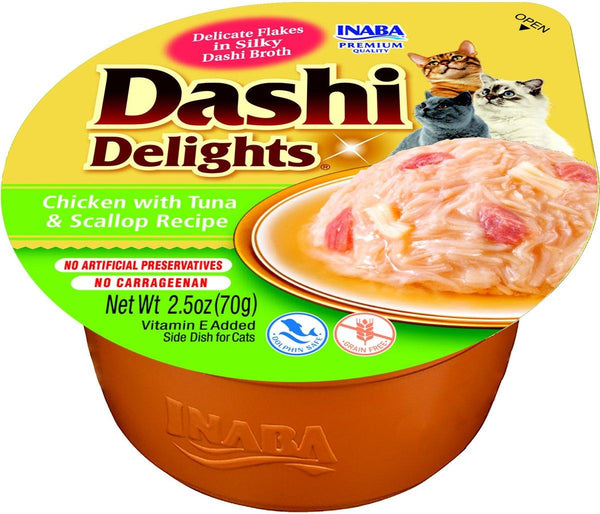 INABA Dashi Delights Chicken with Tuna & Scallop Cat Food Topper & Treats