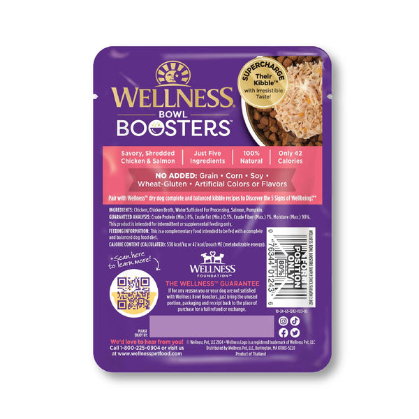 Wellness CORE Simply Shreds Poulet, Saumon Sauvage et Citrouille Sans céréales Garniture humide pour chien, 2.8 oz