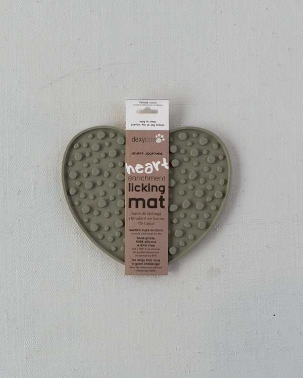 Dexypaws Heart Shaped Enrichment Licking Mat Dog Slow Feeder, Green
