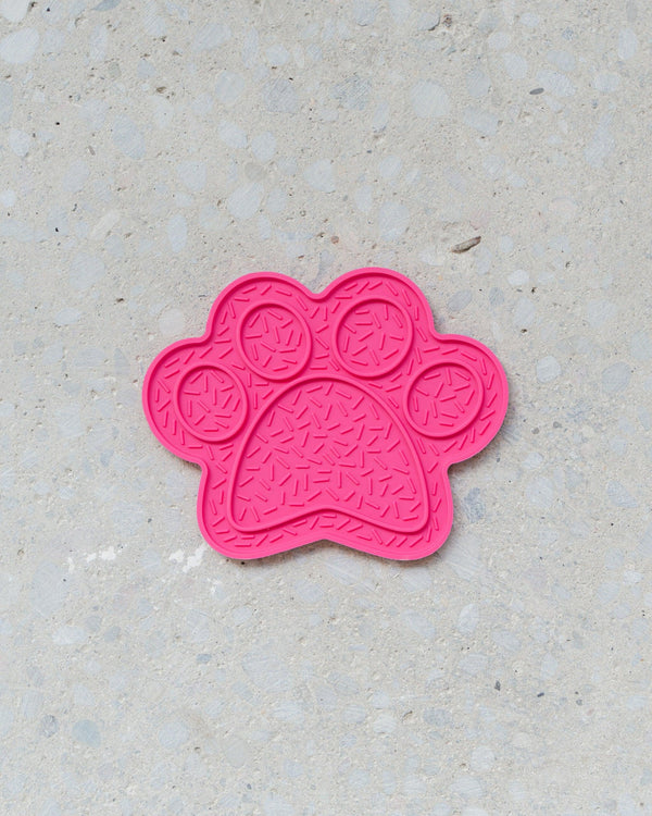 Dexypaws Paw Print Enrichment Licking Mat Dog Slow Feeder, Hot Pink