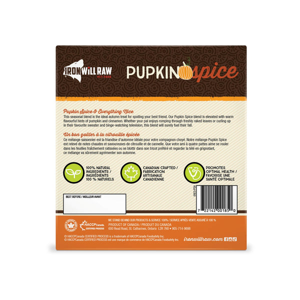 Iron Will Pupkin Spice cru surgelé pour chiens et chats