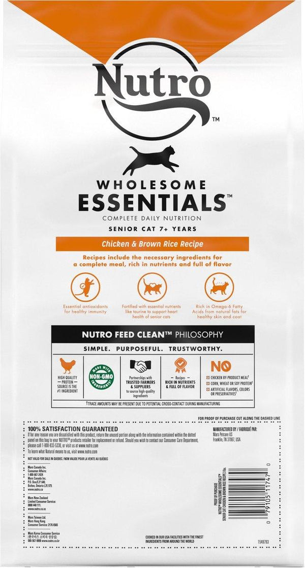 Nutro Wholesome Essentials Chicken & Brown Rice Recipe Senior 7+ Dry Cat Food