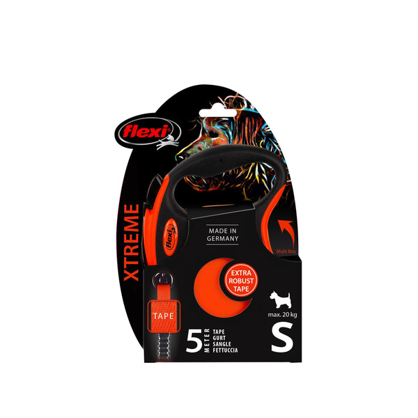 Flexi Xtreme Laisse rétractable ruban pour chien, Noir/Orange, Petit