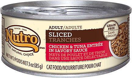 Nutro Adulte Entrée Tranches de Poulet et Thon en Sauce Savoureuse Nourriture en conserve sans céréales pour chats
