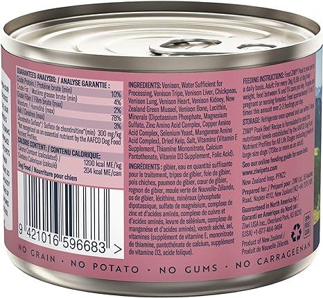 ZIWI Peak Venison Recipe Wet Dog Food Can