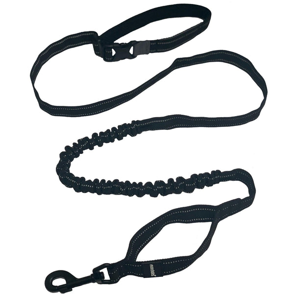 MuTTravel 2-in-1 Hands-Free Bungee Dog Leash, Black