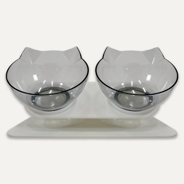 Goo-eez Gamelle double inclinée pour chat, Transparent/Blanc