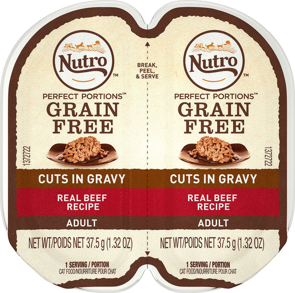 Nutro Perfect Portions Coupes Sans Céréales en Sauce Recette au Vrai Boeuf Barquettes pour chats, 2.65 oz