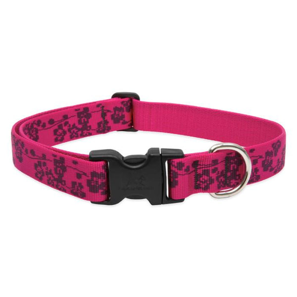 Lupine Pet Original Designs Adjustable Dog Collar, Plum Blossom