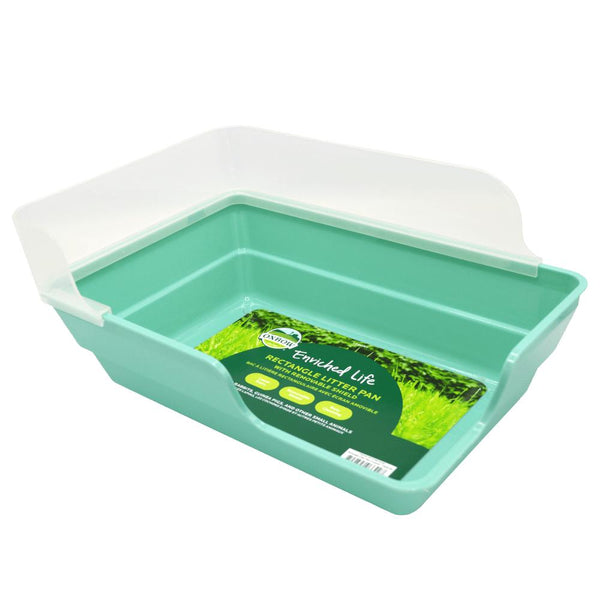 Oxbow Enriched Life Rectangle Litter Pan with Removable Shield for Small Animals