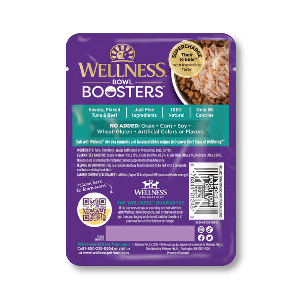 Wellness CORE Simply Shreds Sans céréales Thon, Boeuf et Carottes Garniture humide pour chiens, 2,8 oz