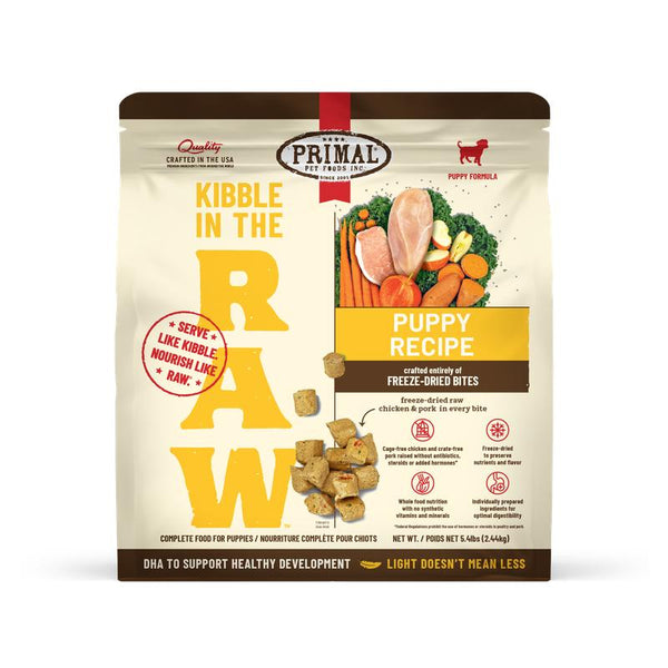 Primal Kibble in the Raw Puppy Recipe Freeze-Dried Dog Food