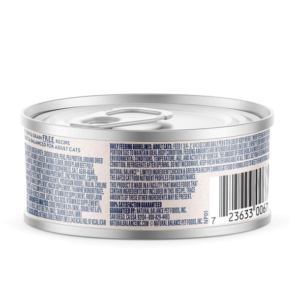 Natural Balance Limited Ingredient Chicken & Green Pea Wet Cat Food Can