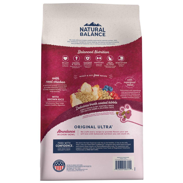Natural Balance Original Ultra Recette à base de farine de poulet et farine de saumon Croquettes pour chat