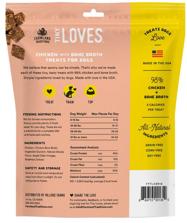 Farmland Traditions Tiny Loves Poulet avec bouillon d'os Friandises pour chiens