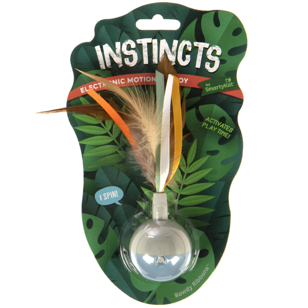SmartyKat Instincts Rowdy Ribbons Electronic Spinning Ball Cat Toy