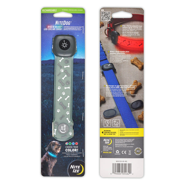 Nite Ize NiteDog Disc-O Select Rechargeable LED Dog Collar Cover, Multi-Color