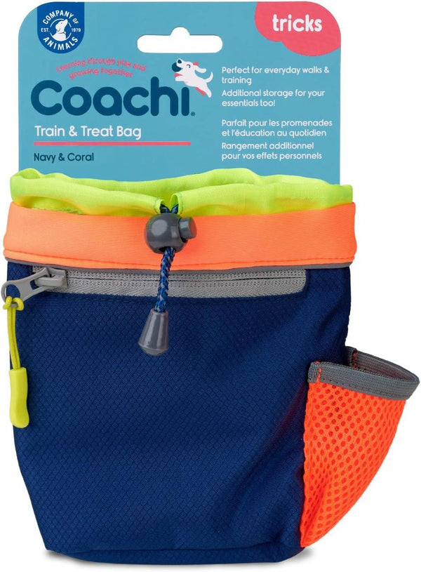 The Company of Animals Coachi Train & Treat Bag for Dogs, Navy/Coral