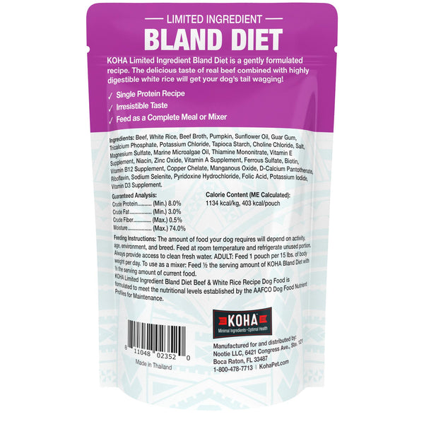 KOHA Limited Ingredient Bland Diet Beef & White Rice Wet Dog Food Pouch