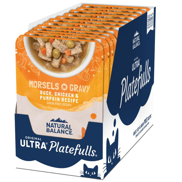 Natural Balance Original Ultra Platefulls Recette Canard, Poulet et Citrouille Morceaux en Sauce Poches de nourriture humide pour chats