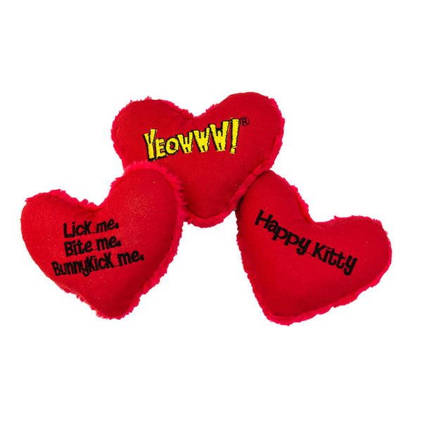 Yeowww! Hearrrt Attack Catnip Cat Toy, Lick me. Bite me. Bunnykick me.