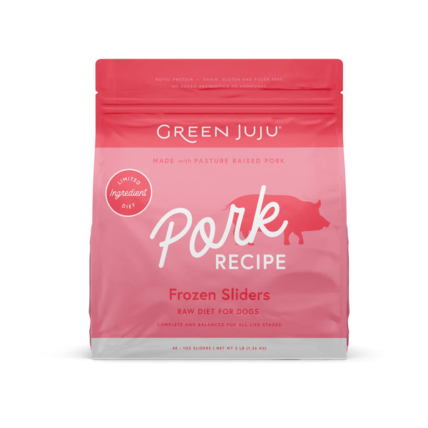 Green Juju Pork Sliders Frozen Dog Food