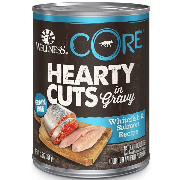 Wellness CORE Hearty Cuts en sauce Poisson blanc et Saumon Nourriture humide pour chiens sans céréales en conserve