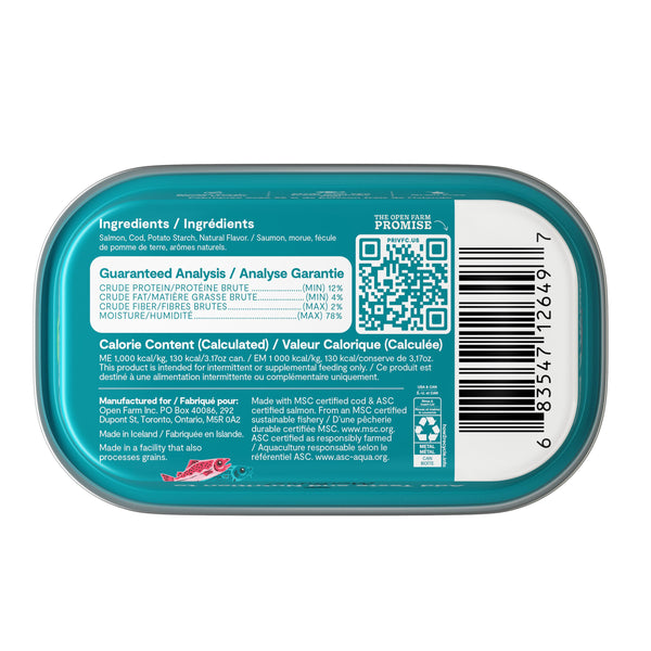 Open Farm Pâté Mousseux au Saumon et Cabillaud pour Chat