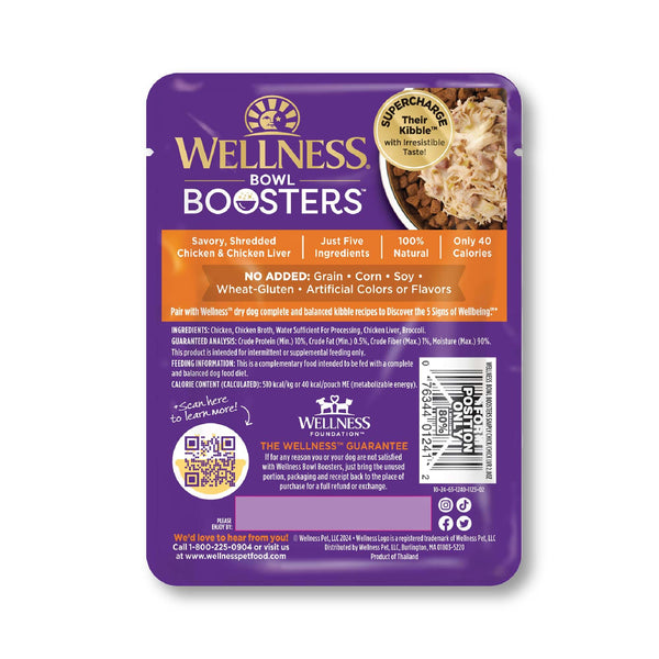 Wellness CORE Simply Shreds Sans céréales Poulet, Foie de poulet et Brocoli Complément humide pour chiens, 2,8 oz
